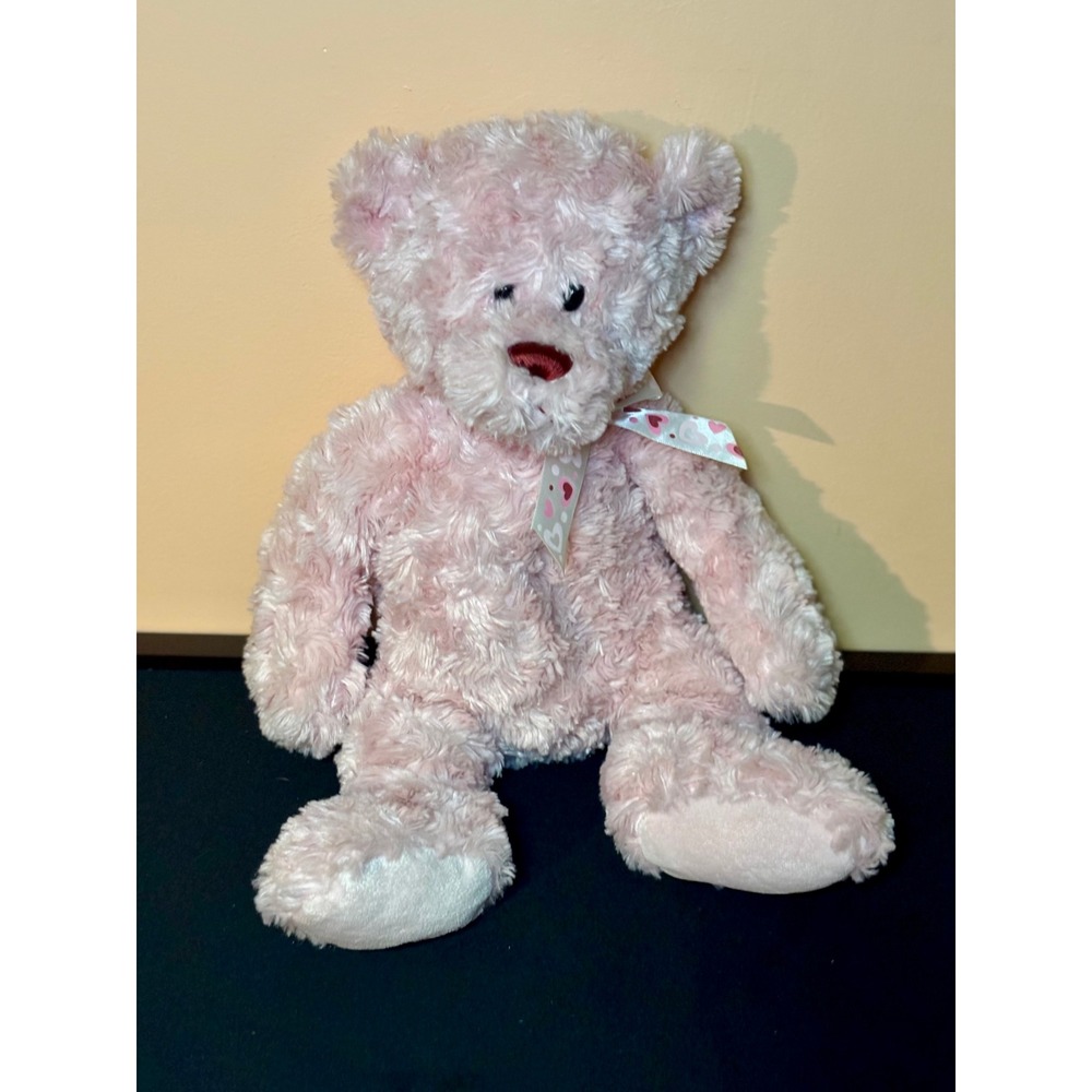 Ganz Sweet Heart Bear HV8823 Pink Plush Shaggy Teddy Bear Valentine 15 inch